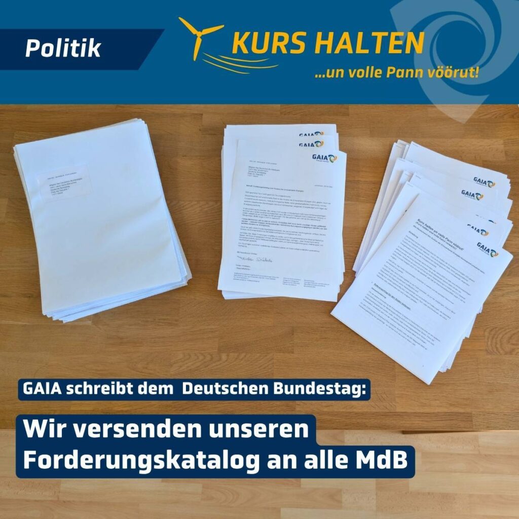 GAIA sendet Forderungskatalog an alle 630 Bundestagsabgeordneten