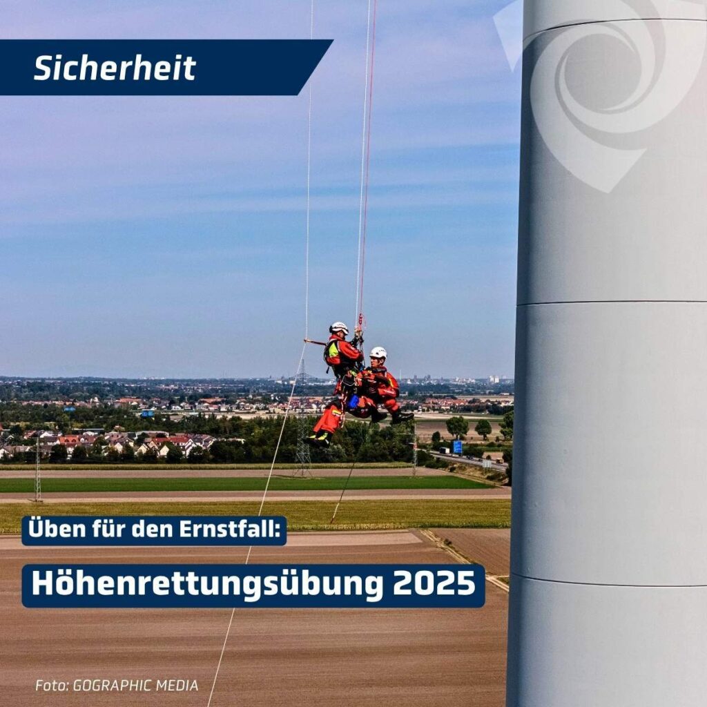Höhenrettungsübung an Windenergieanlage in Lambsheim